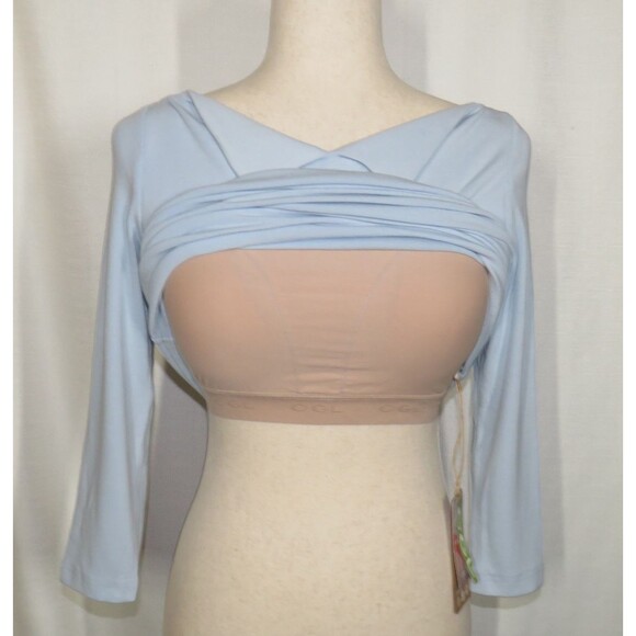 OGL EcoMousse LiteWarm Blue Flapped Boat Neck Padded Brami Top Size Small - Picture 7 of 9